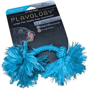 Playology Dri-Tech Rope, Peanut Butter Scented Blue Dog Toy for Small Dogs